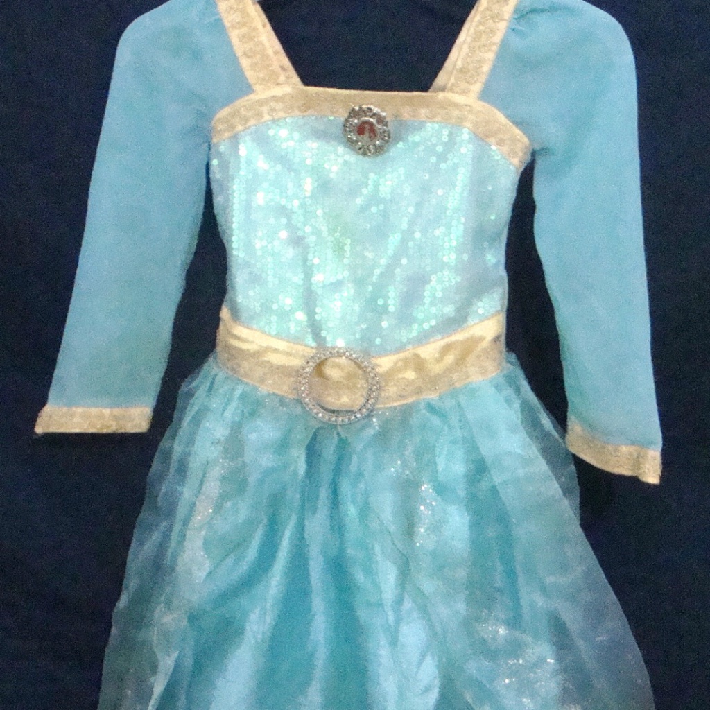 Disney Store Merida Princess Dress Child 5 6 Costume Brave Movie Sparkle Gown